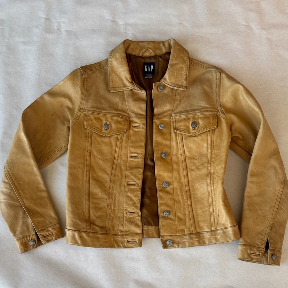GAP Women's Tan/Camel Leather Jacket